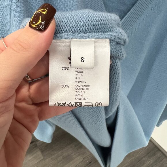 $1490 Givenchy Blue Wool Knit Cashmere Sweater Zip Side Top size Small - Picture 9 of 10